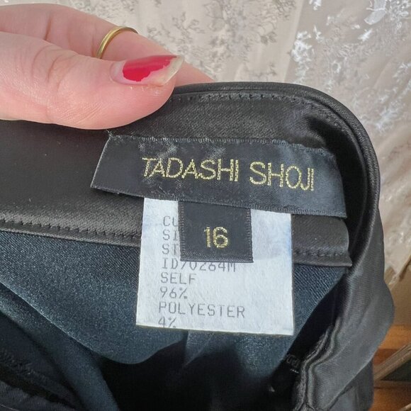 Tadashi Shoji Black Satin Classic Pencil Skirt Knee Length Plus Size 16 - Picture 4 of 9